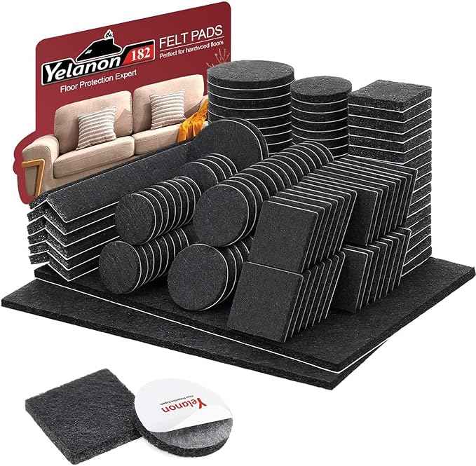 Yelanon Felt Furniture Pads -182 Pcs Premium Felt Pads