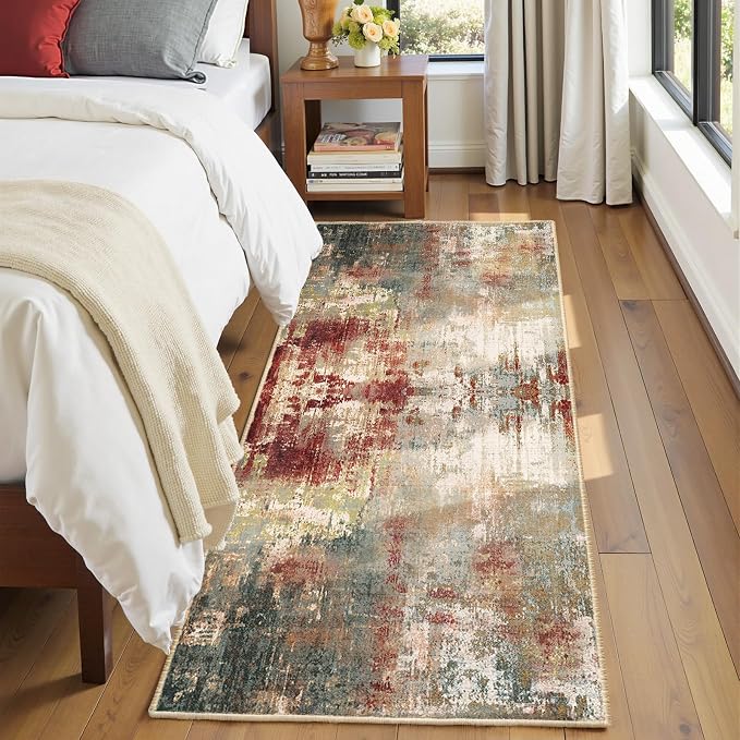RELEANY Washable Area Rugs 2'x6' Non-Slip Modern Abstract Soft