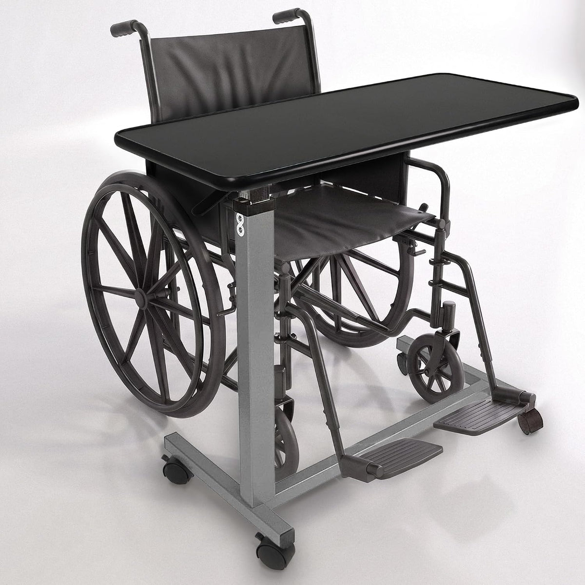 Vaunn Medical Cart Adjustable Overbed Table with Wheels – Rolling Bedside Table for Hospital, Portable Standing Cart & Laptop Desk for Bed, Couch, Wheelchair