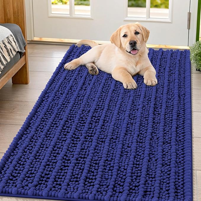 Smiry Dog Door Mat for Muddy Paws 47x32, Absorbent Dirt Trapper, Non-Slip