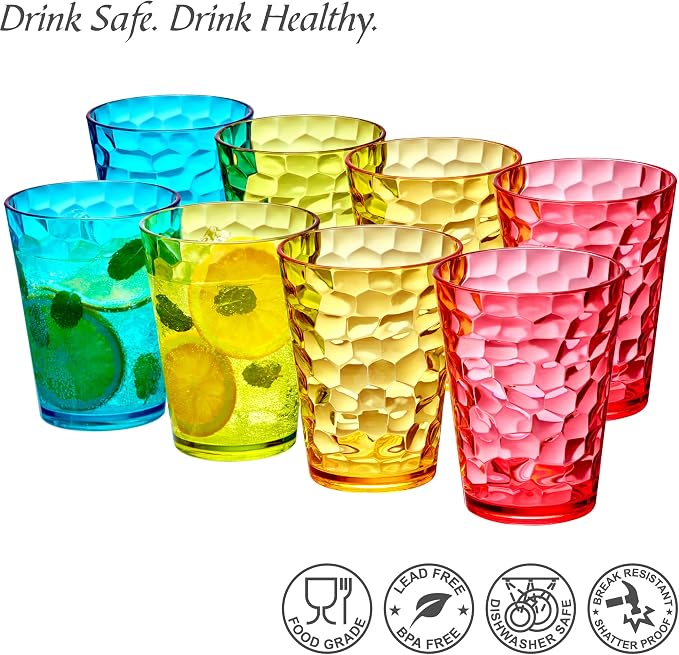Amazing Abby - Iceberg - 16-Ounce Plastic Tumblers, Plastic Drinking Glasses