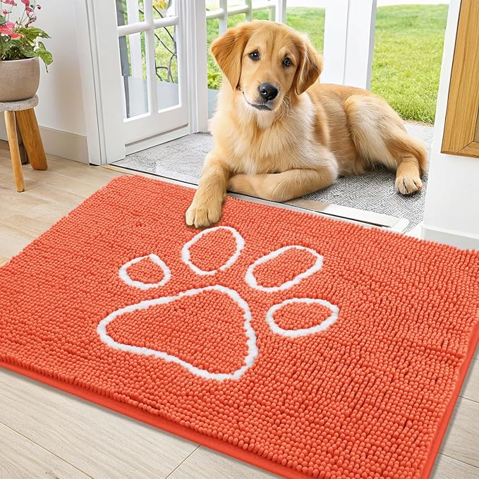 Smiry Dog Door Mat for Muddy Paws, Absorbent Dirt Trapper Non Slip Quick Dry