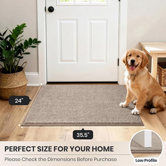 PURRUGS Dirt Trapping Door Mat 24" x 35.5", Non-Slip Machine Washable Entryway