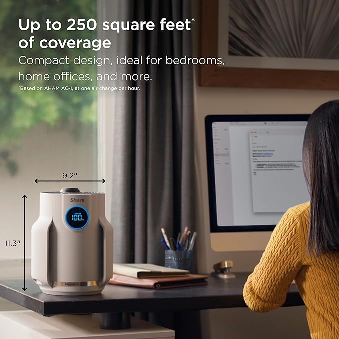 Shark Air Purifier for Home, NeverChange Compact Pro, for Bedroom, Home Office