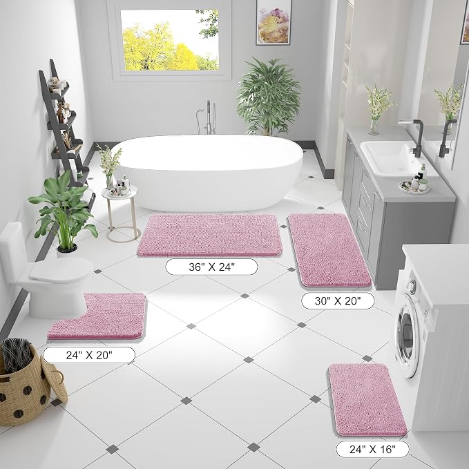OLANLY Large Bathroom Rugs 44x32, Extra Soft Absorbent Chenille Bath Rugs
