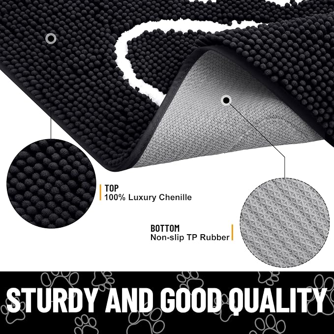 Smiry Dog Door Mat for Muddy Paws, Absorbent Dirt Trapper Non Slip Quick Dry