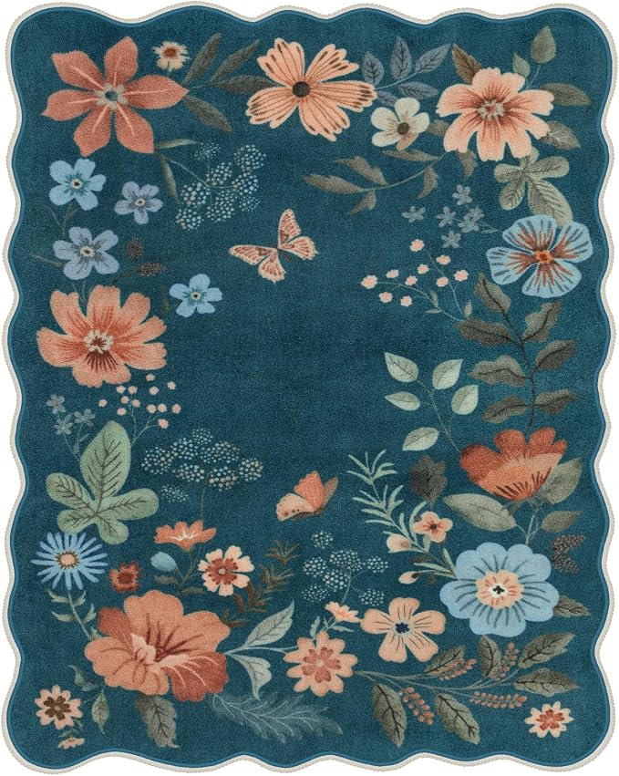 Lahome Floral Washable Rugs 8x10, Non-Slip Soft 8x10 Rugs