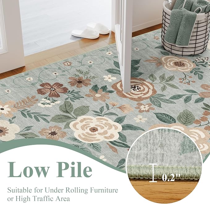 DUKINO 6x9 Area Rug, Floral Rugs