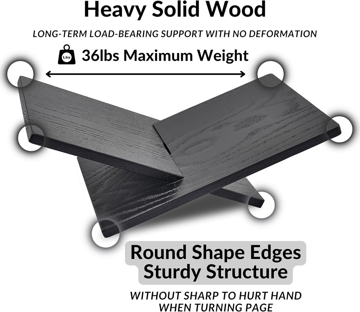 Honygebia Solid Oak Wood Book Stand, Cross Frame Open Display Holder