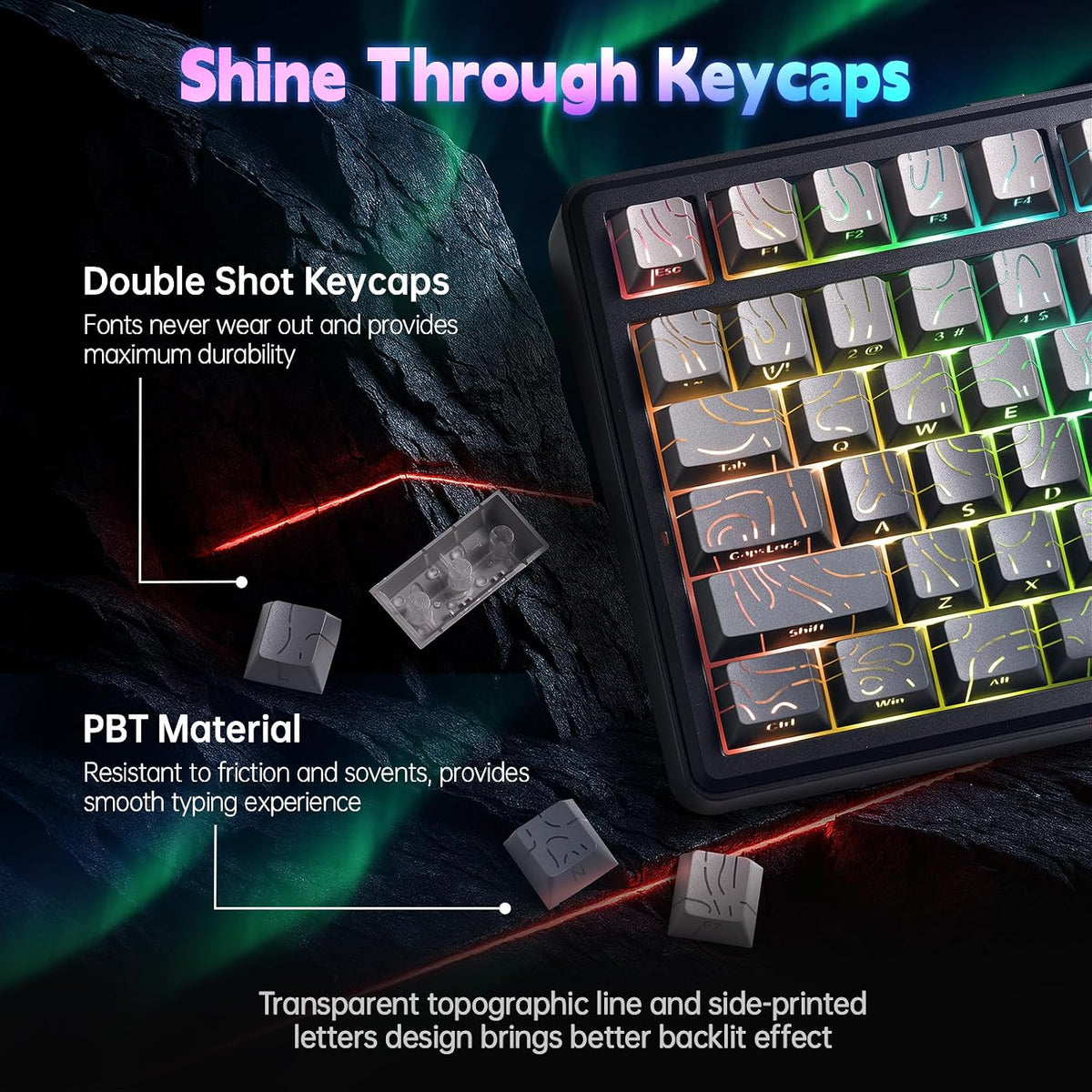 LEOBOG x Aula F75 MAX Wireless Gaming Keyboard w/Smart Display & Knob,75% Hot Swappable Custom Mechanical Keyboard, RGB Backlit,Pre-lubed Linear Switches,Side Printed PBT Topographic Keycaps(Grey)