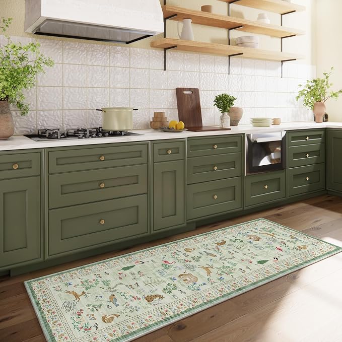 Machine Washable Kitchen Runner Rug: 2'x6' Hallway Rug Non Slip Low Pile Stain