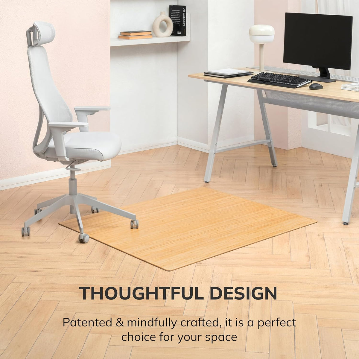 Anji Mountain 48" x 42" Bamboo Office Chair Mat for Carpet & Hardwood Floor