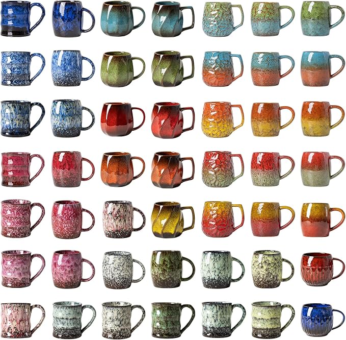 Roseate Nebula Ceramic Coffee Mug - 14 oz Unique Reactive Glaze Coffee Cup