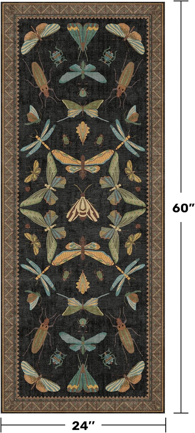 2x5 Black Washable Kitchen Runner Rugs Non Skid Washable