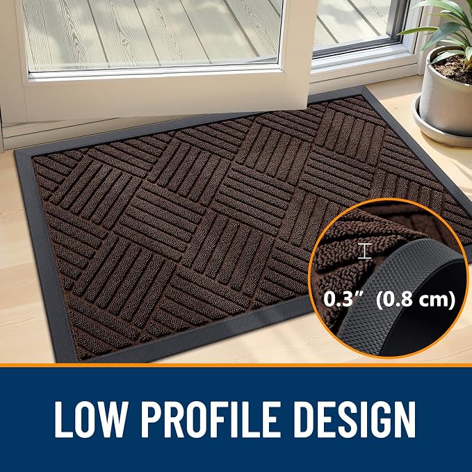 OLANLY Front Door Mat Outside Entrance 29.5x17, Heavy Duty Sturdy Natural