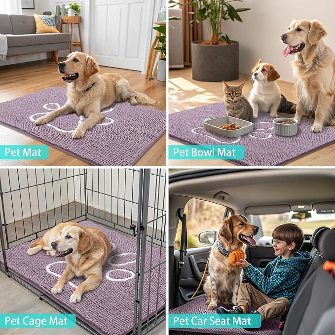 Smiry Dog Door Mat for Muddy Paws, Absorbent Dirt Trapper Non Slip Quick Dry