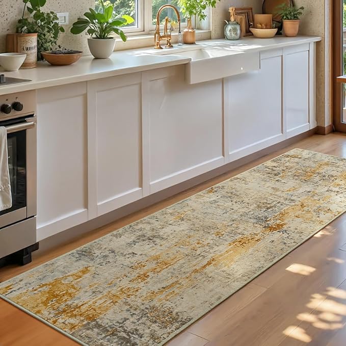Runner Rug for Kitchen Beige Hallways Runner Rug Non Slip 2'6''x8' Washable