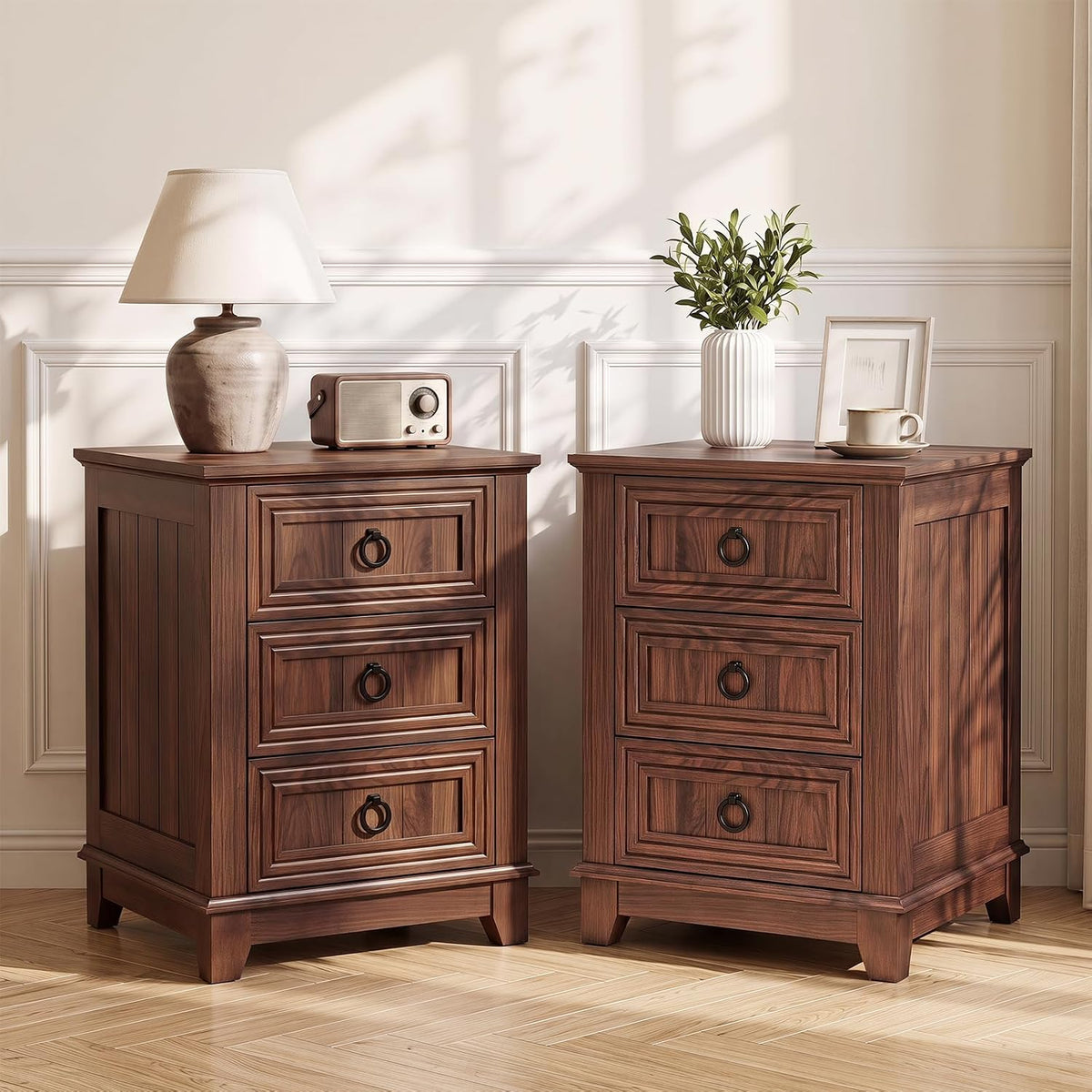Joaxswe Farmhouse Nightstand Set 2, 18'' End Table