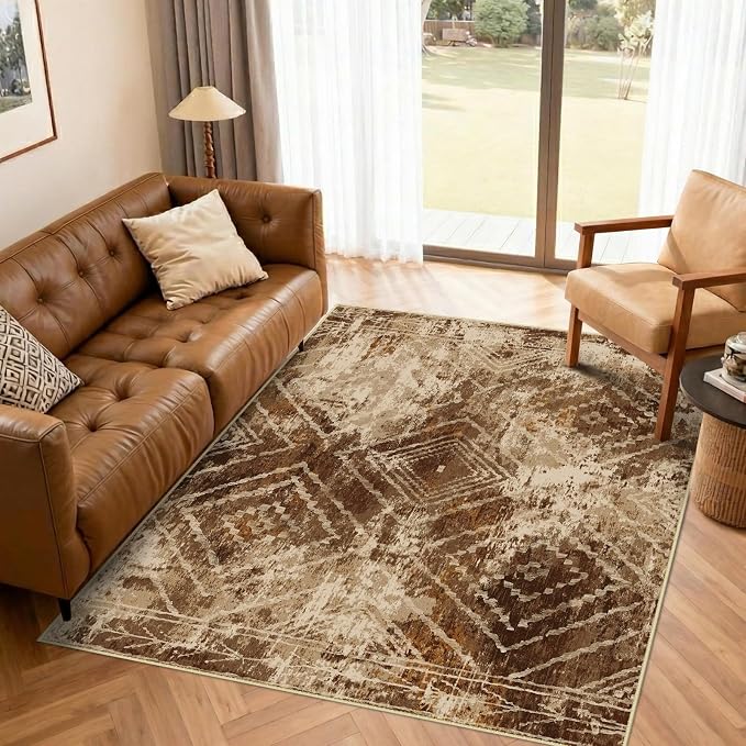 BESTSWEETIE Area Rug 4x6 Rug Machine Washable Non-Slip Low Pile Print Pattern