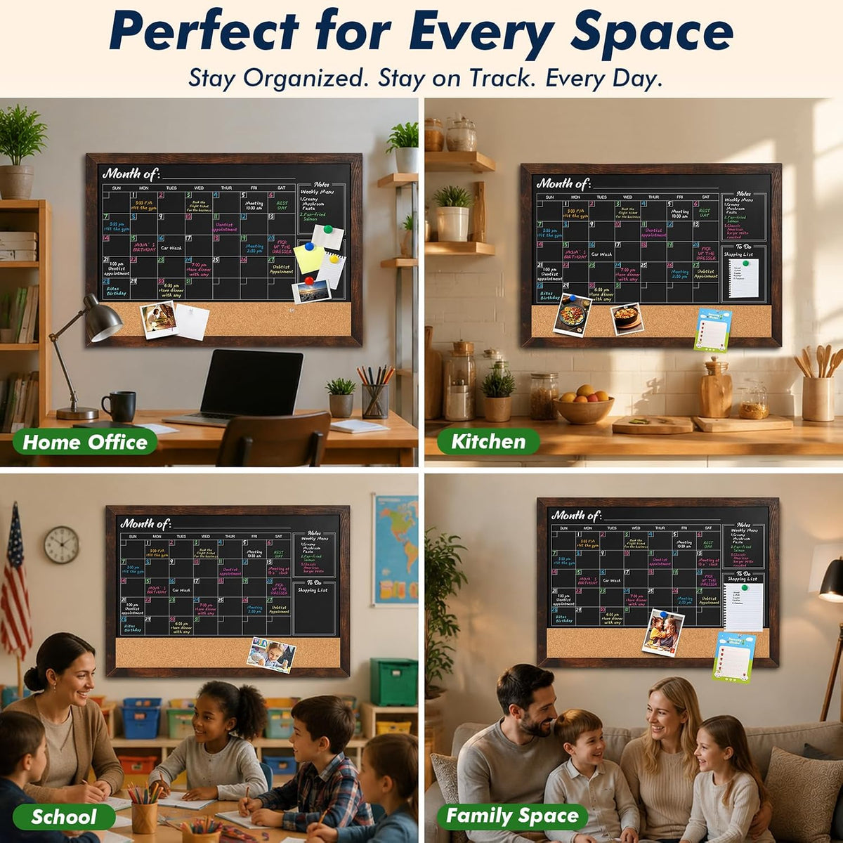 GOTIDEAL Chalkboard Calendar 36"x 24" Magnetic Chalk Calendar for Wall