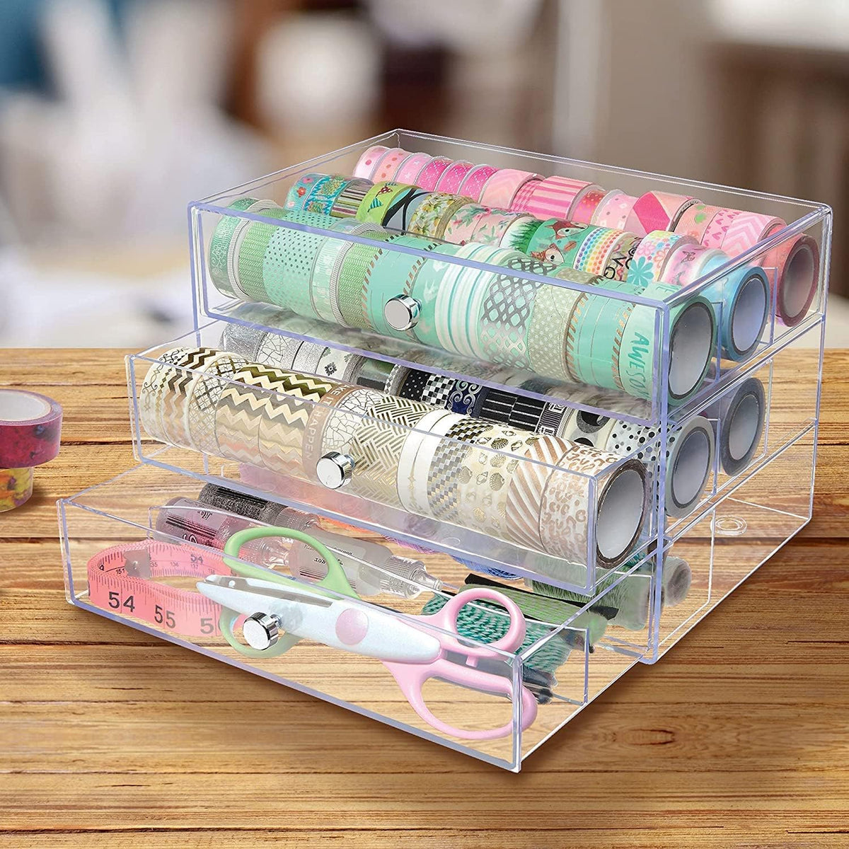 Deflecto 3-Drawer Transparent Storage Cube