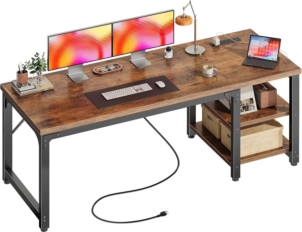 Huuger 55'' x 19.7'' Computer Desk with Power Outlets, 0.95'' Thick Desktop