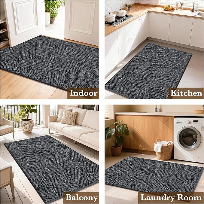Indoor Door Mat 17"x30", Low-Profile Welcome Front Door Mat Indoor Entrance
