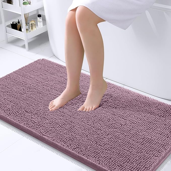 OLANLY Bathroom Runner Rugs 44x24, Soft Absorbent Chenille Bath Rugs, Rubber