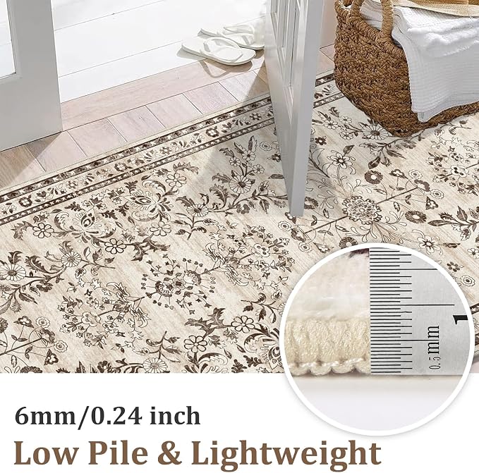 Yamaziot Washable Runner Rug 2x6 – Non Slip Boho Floral Hallway Runner Rug