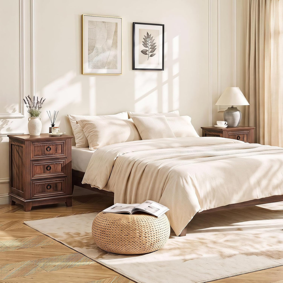 Joaxswe Farmhouse Nightstand Set 2, 18'' End Table