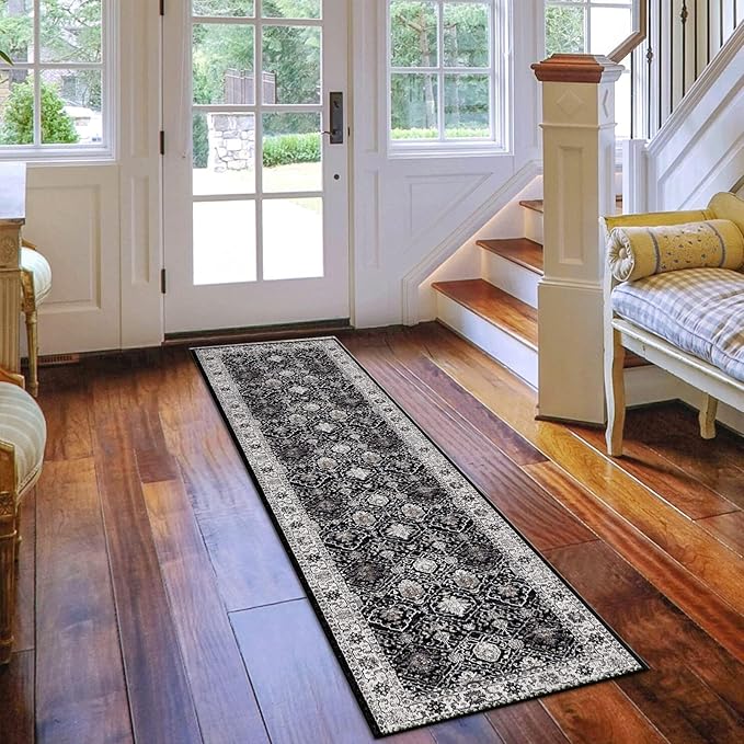 Hallway 2x8 Washable Runner Rug: Oriental Stain Resistant Kitchen Entryway Rugs