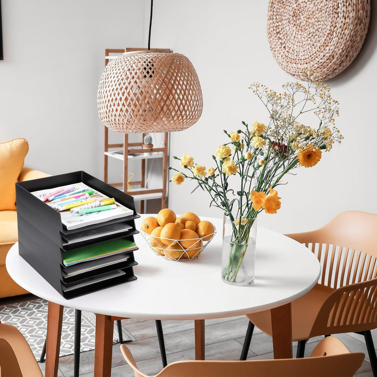 Wenqik 20 Pcs Stackable Paper Letter Trays Plastic Desk Organizer, Black