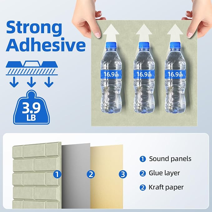 12 Pack Acoustic Panels with Self Adhesive, Soundproof Wall Panels, Brick Sound