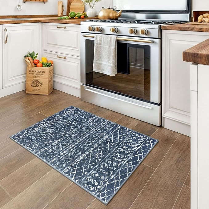 KUTA Moroccan Rugs for Entryway, 2x3 Navy Blue Entrance Small Area Rug