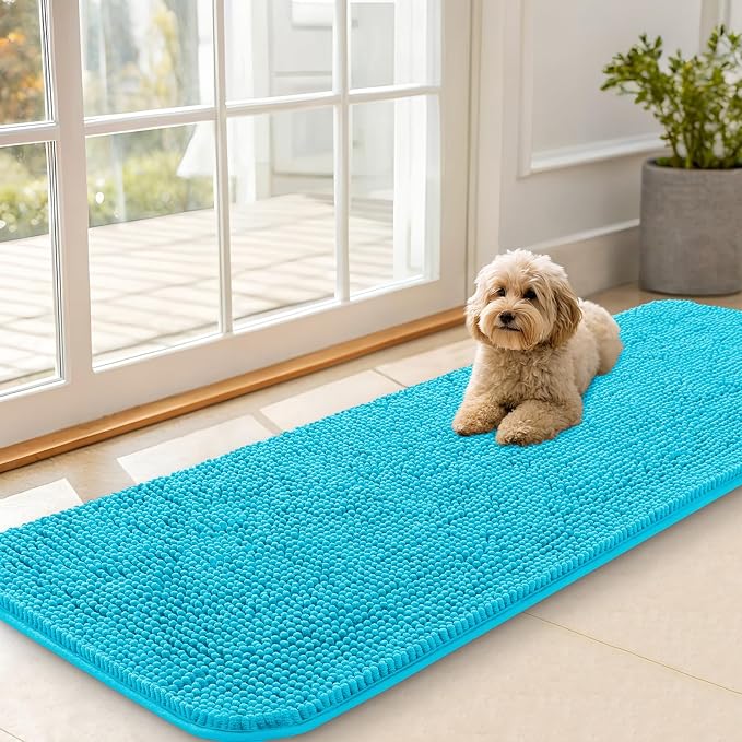 OLANLY Dog Door Mat for Muddy Paws 59x20, Absorbs Moisture and Dirt, Absorbent
