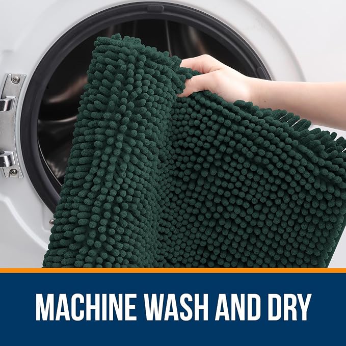 OLANLY Large Bathroom Rugs 40x24, Soft Absorbent Chenille Bath Rugs, Rubber
