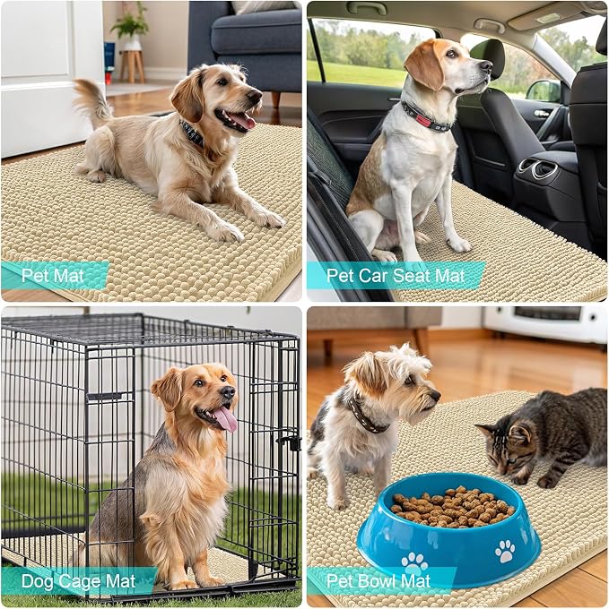 OLANLY Dog Door Mat for Muddy Paws 47x24, Absorbs Moisture and Dirt, Absorbent