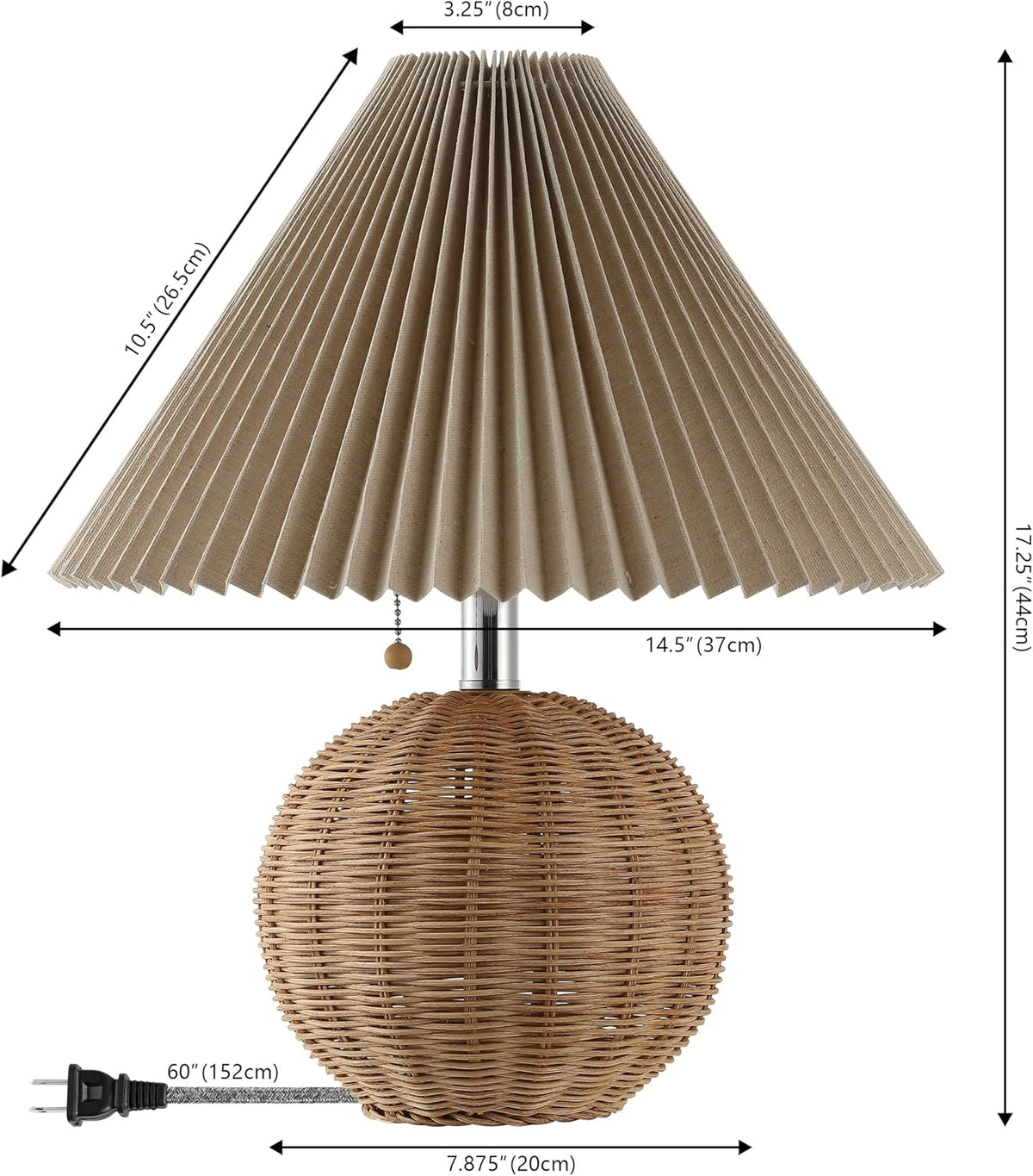 JONATHAN Y Aksel Sphere Table Lamp Coastal 17.25", Natural/Chrome