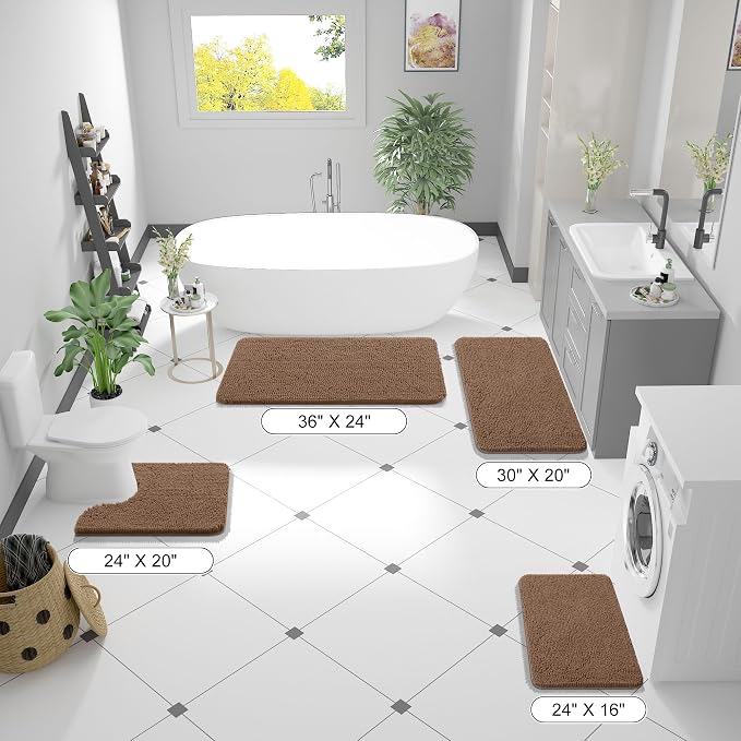 OLANLY Bathroom Runner Rugs 47x17, Extra Soft Absorbent Chenille Bath Rugs