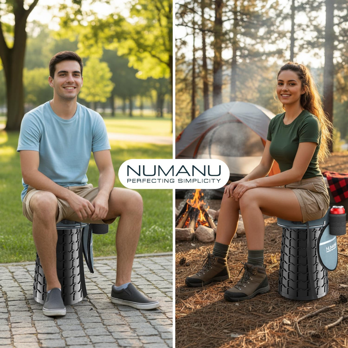 NUMANU XXL Round Collapsible Stool, 3-in-1 Cushion + Bag, 1000 lb Max Cap.