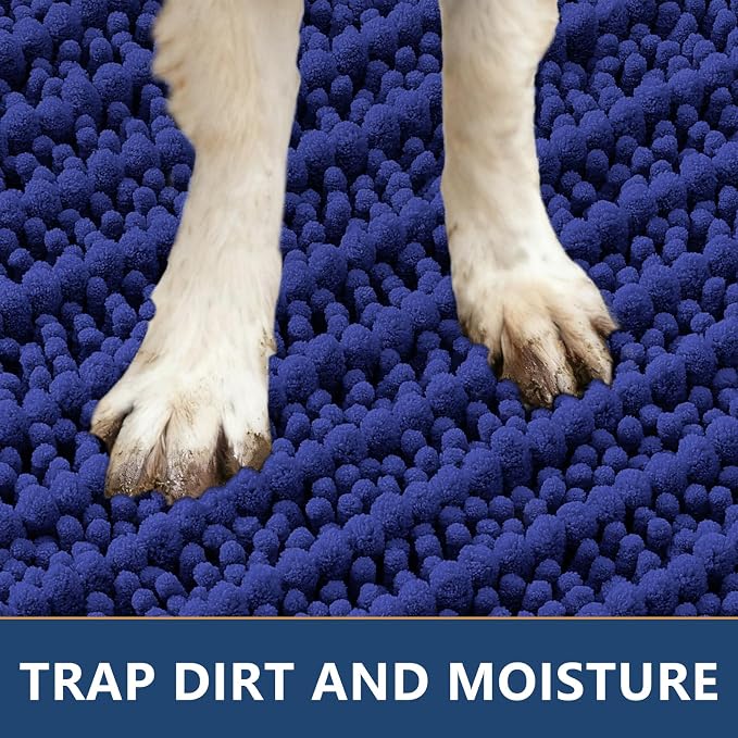 Smiry Dog Door Mat for Muddy Paws 47x32, Absorbent Dirt Trapper, Non-Slip