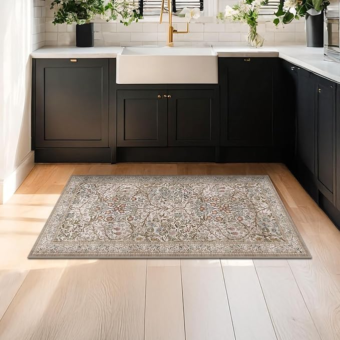 Moss Green Washable 2x4 Entry Rug