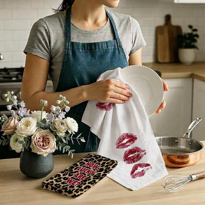 Trendy Red Cheetah Print Hand Towels