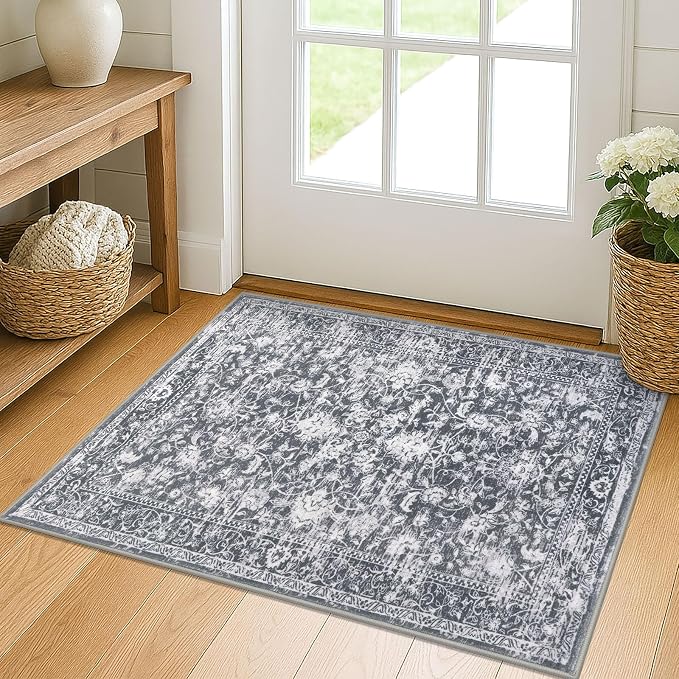KILOCOCO Small Area Rug 2x3 Entryway Rugs Printed Vintage Floral Washable Rug