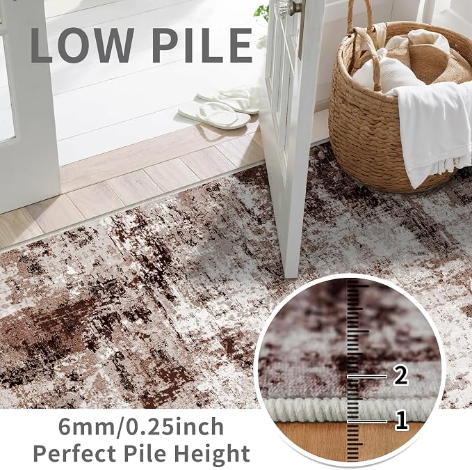 2x8 Washable Runner Rugs for Hallway: Easy-to-Clean Abstract Runners for