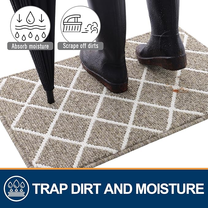 Finchitty Indoor Door Mat, Dirt Resistant and Absorbent, Low-Profile, Washable