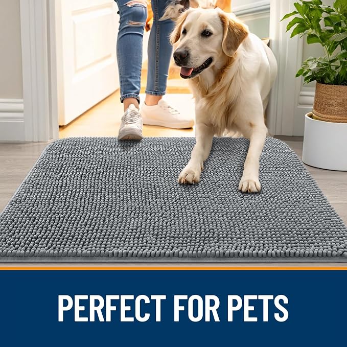 OLANLY Dog Door Mat for Muddy Paws 47x24, Absorbs Moisture and Dirt, Absorbent