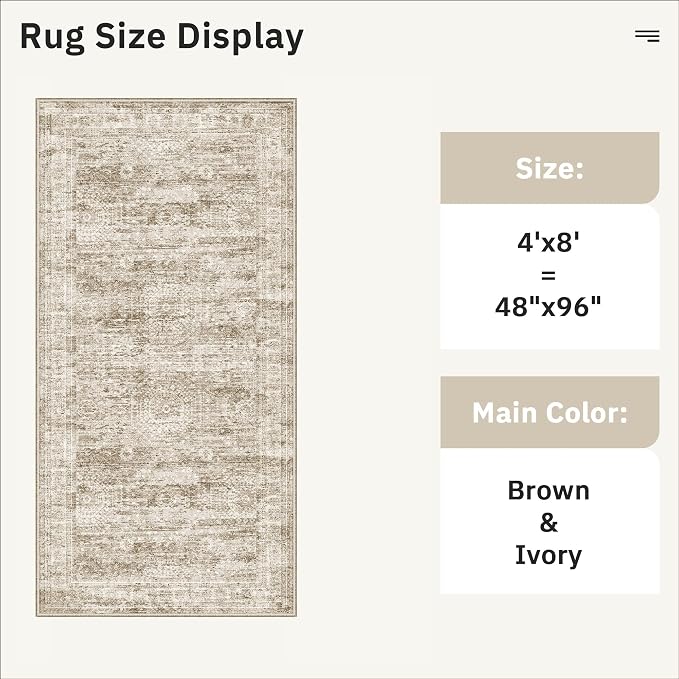 Soalmost Hallway Runner Rug 4x8 Wide: Washable Thin Runners