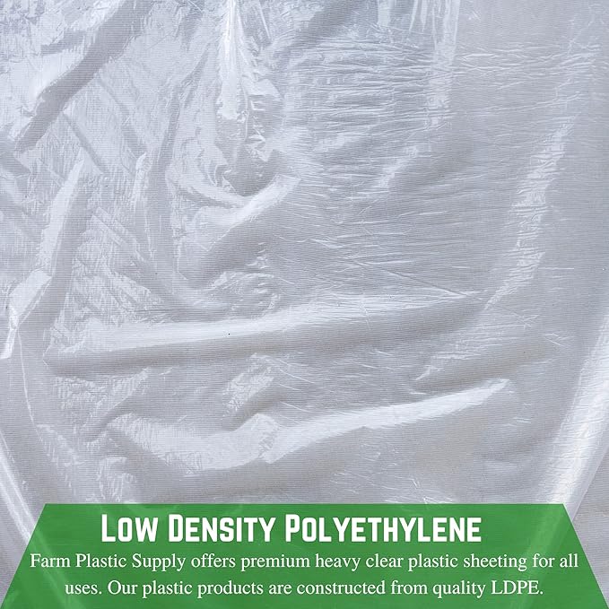 Farm Plastic Supply - Clear Plastic Sheeting - 6 mil - (6' x 100') - Thick Plastic Sheeting, Heavy Duty Polyethylene Film, Drop Cloth Vapor Barrier Covering for Crawl Space