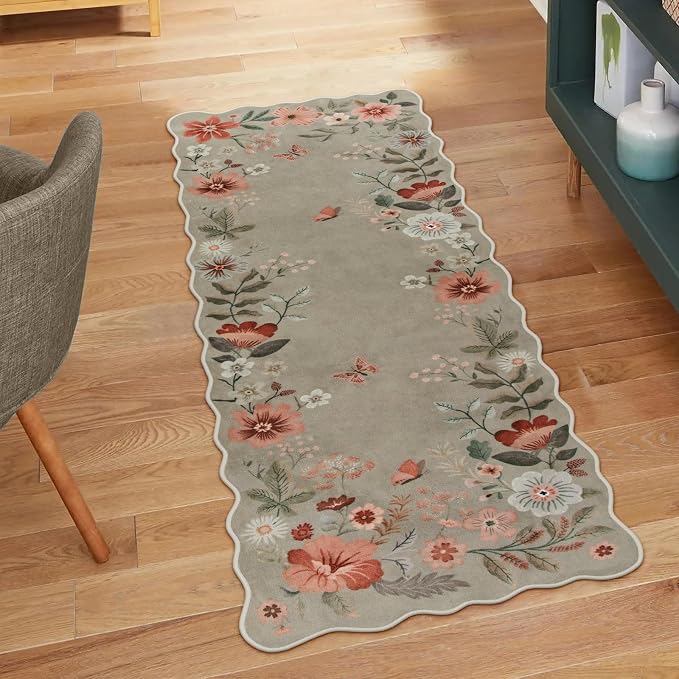 Lahome Floral Entryway Rug, 2x4 Washable Fall Kitchen Rug Ultra-Thin, Soft